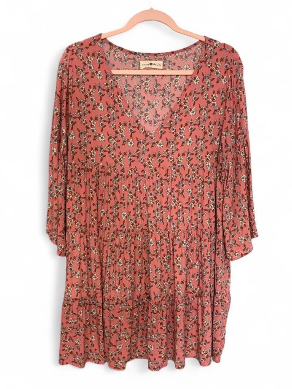 🌸 Natural Life Floral Boho Tiered Dress L/XL